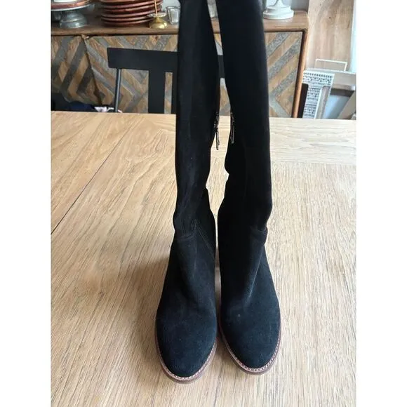 BLONDO &quot;Nada&quot; Black‎ Suede Waterproof Knee-High Boots w/Side Zip SIZE 7.5M EUC