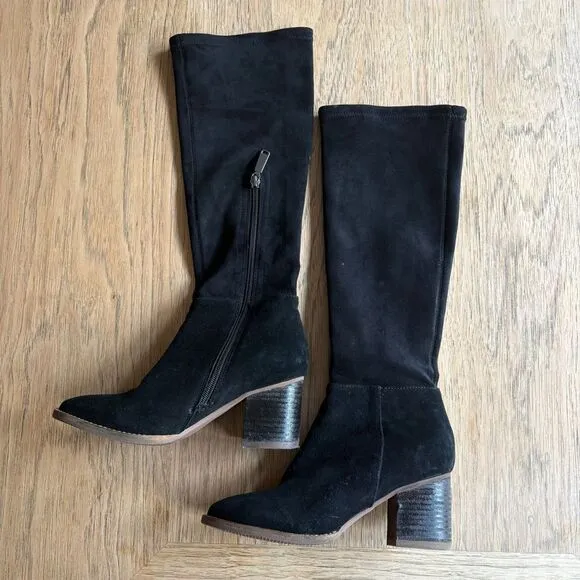 BLONDO &quot;Nada&quot; Black‎ Suede Waterproof Knee-High Boots w/Side Zip SIZE 7.5M EUC