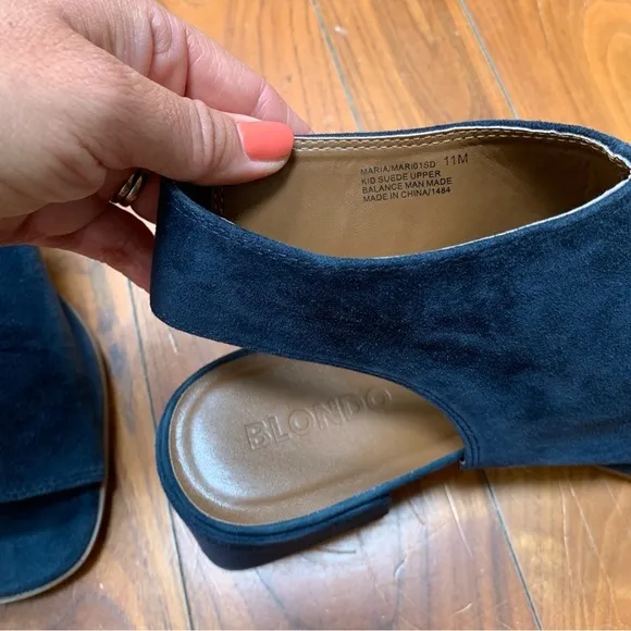 Blondo Blue Suede Maria Waterproof Sandals 11