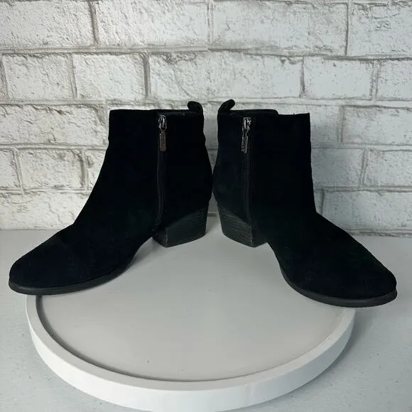 Blondo Boots Iris Waterproof Suede Leather Heel Ankle Booties Black 7.5