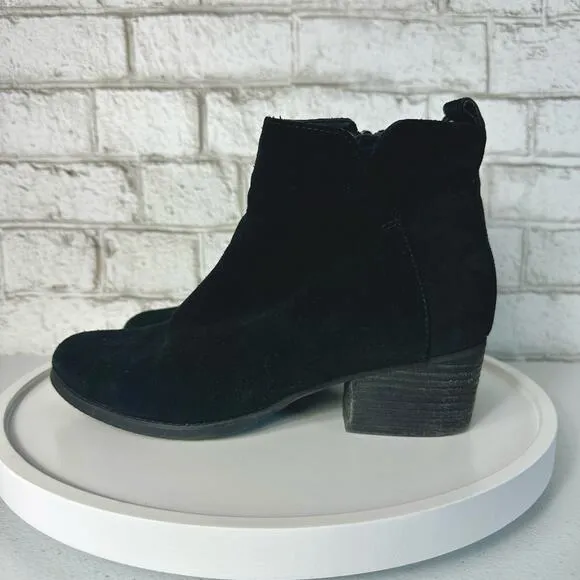Blondo Boots Iris Waterproof Suede Leather Heel Ankle Booties Black 7.5
