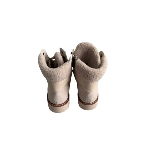 Blondo Natashia Womens Bone Leather Waterproof Faux Shearling Cuff Boots Size 9M
