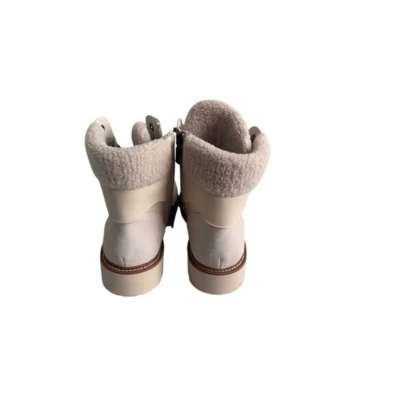 Blondo Natashia Womens Bone Leather Waterproof Faux Shearling Cuff Boots Size 9M