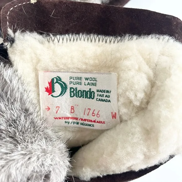 Blondo Size 37 Womens Brown Suede Rabbit fur Lace up Snow Winter Hiking boots