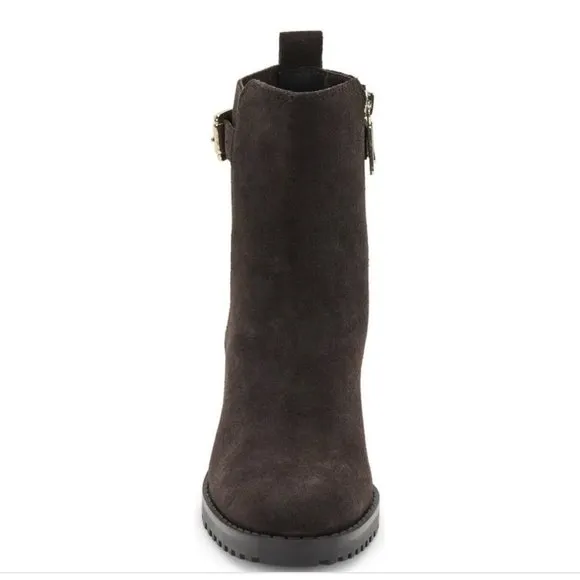 BLONDO TOBI WATERPROOF BOOTIE ANKLE BOOT SIZE 7 WITH BOX DARK BROWN SUEDE