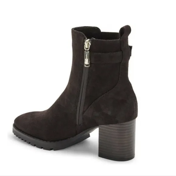BLONDO TOBI WATERPROOF BOOTIE ANKLE BOOT SIZE 7 WITH BOX DARK BROWN SUEDE