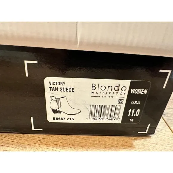 Blondo Victory Zip Up Ankle Bootie Tan Suede Upper Size 11 NWOT Waterproof Comfy