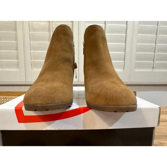 Blondo Victory Zip Up Ankle Bootie Tan Suede Upper Size 11 NWOT Waterproof Comfy