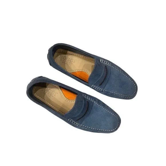 Boggi Milano Mens Blue Classic Loafers Casual Shoes Size 8