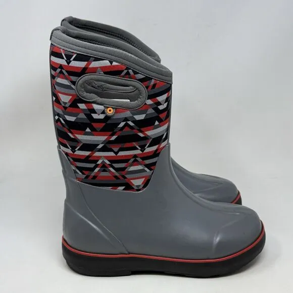 Bogs Classic II Mountain Geo Waterproof Boots Kids Girls Boys Size 4 Gray