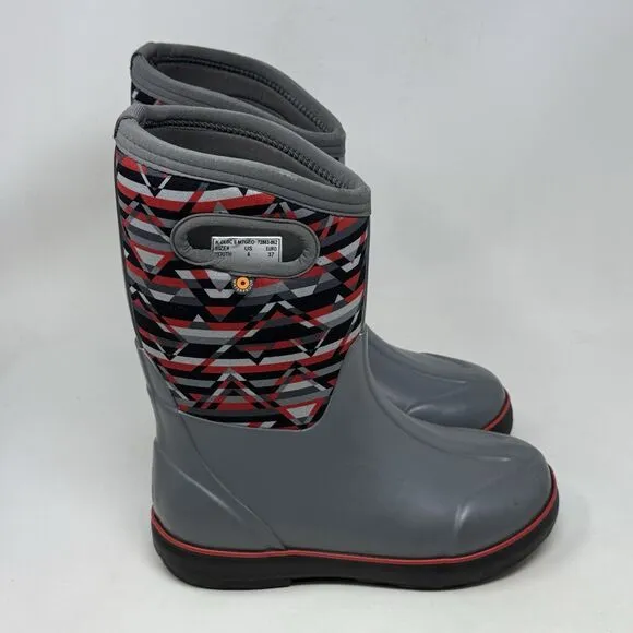 Bogs Classic II Mountain Geo Waterproof Boots Kids Girls Boys Size 4 Gray