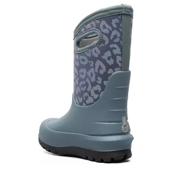 Bogs Kids' Neo-Classic Metallic Leopard Waterproof Winter Boots zs10Misty Grey