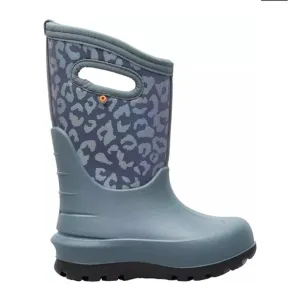 Bogs Kids' Neo-Classic Metallic Leopard Waterproof Winter Boots zs10Misty Grey