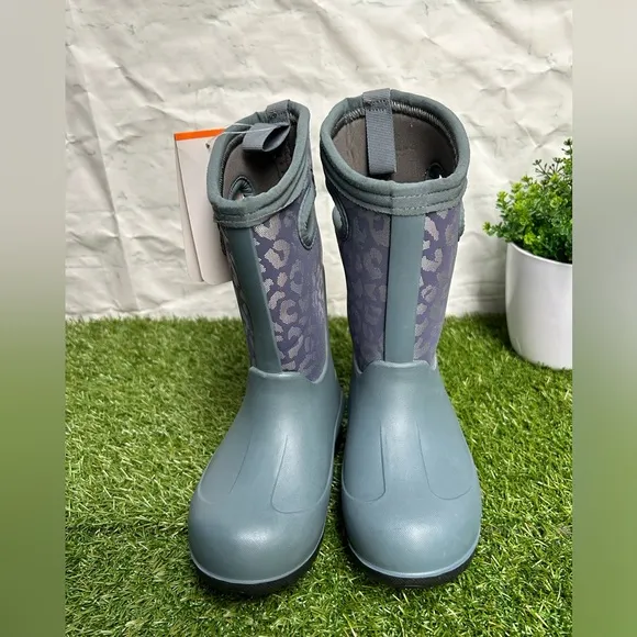 Bogs Kids' Neo-Classic Metallic Leopard Waterproof Winter Boots zs10Misty Grey