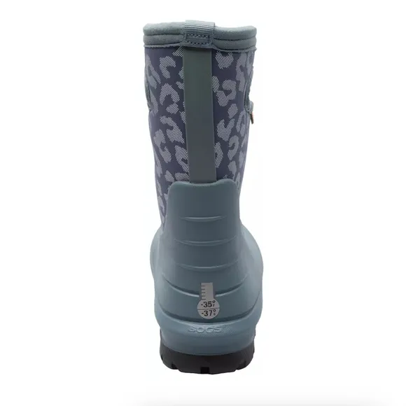 Bogs Kids' Neo-Classic Metallic Leopard Waterproof Winter Boots zs10Misty Grey