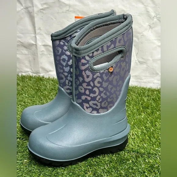 Bogs Kids' Neo-Classic Metallic Leopard Waterproof Winter Boots zs10Misty Grey