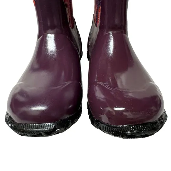 Bogs North Hampton Kaleidoscope Girls 13 Purple Rubber Waterproof Rain Boots