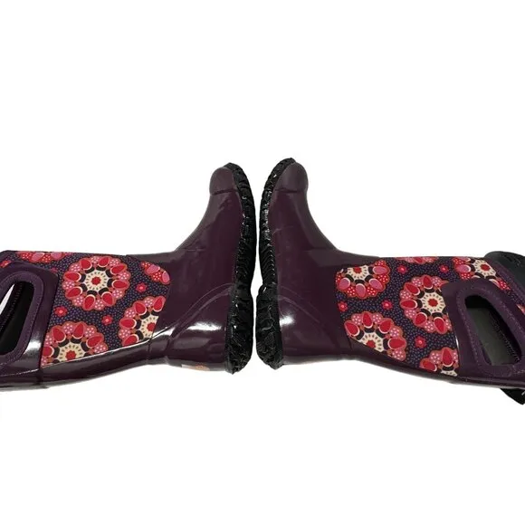 Bogs North Hampton Kaleidoscope Girls 13 Purple Rubber Waterproof Rain Boots