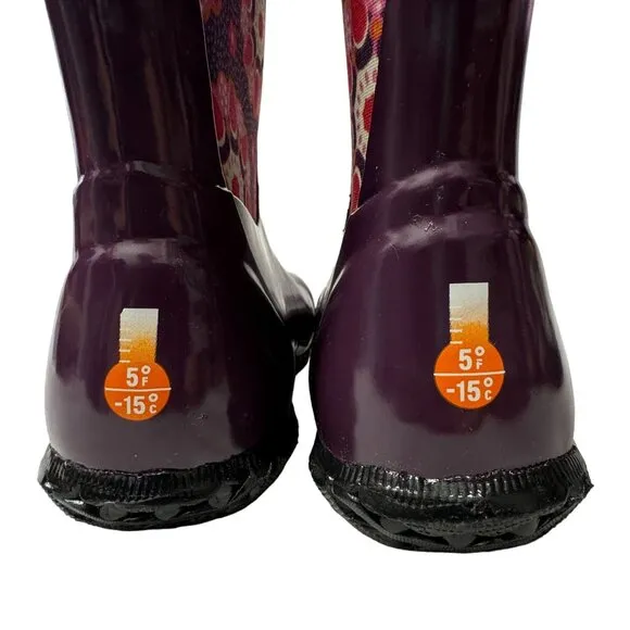 Bogs North Hampton Kaleidoscope Girls 13 Purple Rubber Waterproof Rain Boots