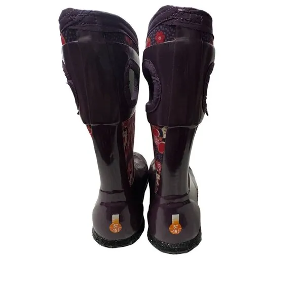 Bogs North Hampton Kaleidoscope Girls 13 Purple Rubber Waterproof Rain Boots
