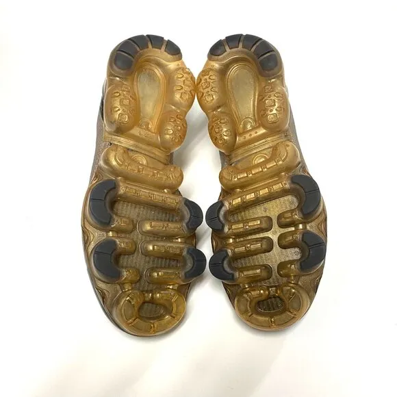 boys size 5Y Nike vapormax AJ2616-004 black gold sneakers running shoes EUR 37.5