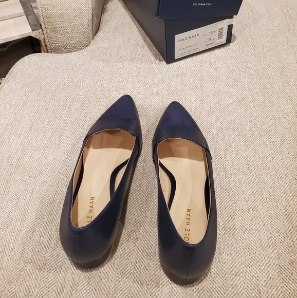 Brand new Cole Haan blue pointed flats shoes 5B