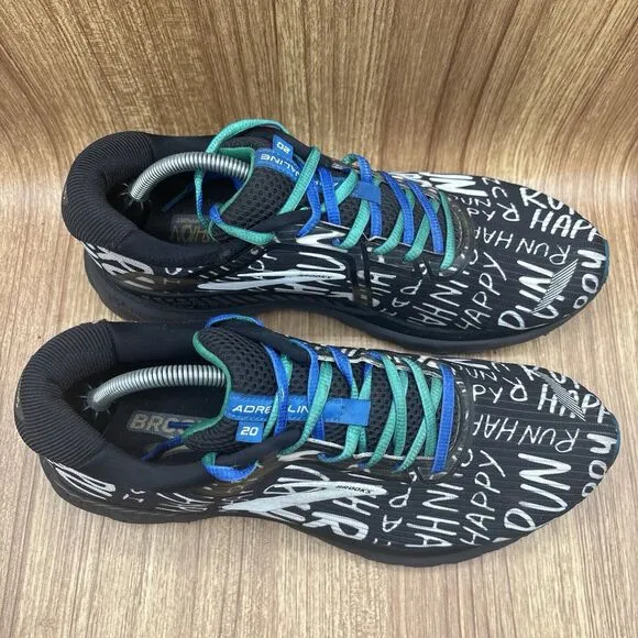 Brooks Adrenaline GTS 20 Run Happy Black Running Shoes 1103071D090 Men Sz 11.5 D