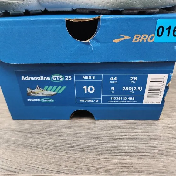 Brooks Adrenaline GTS 23 Size 10 Mens Cloud Blue Goblin Blue Running Shoes