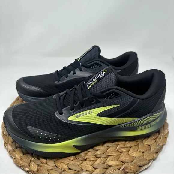 BROOKS Adrenaline GTS 24 Weatherized Running Shoes Black New Yellow Size 11 Men