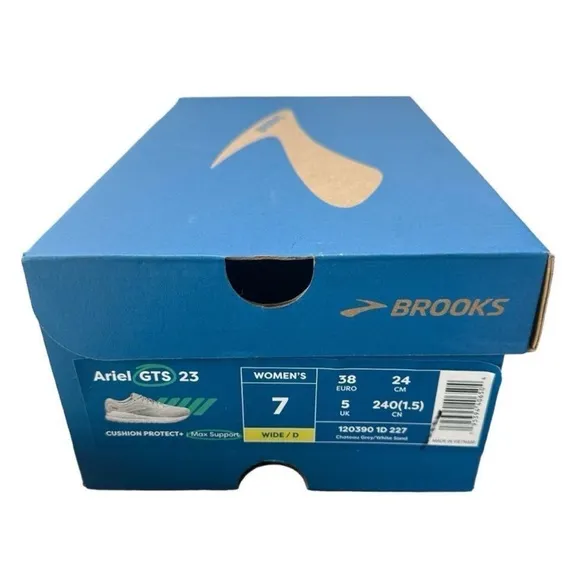 Brooks Ariel GTS 23 Athletic Running Shoes Chateau Grey White Cloud Size 7 Wide