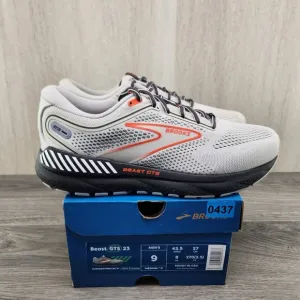 Brooks Beast GTS 23 Size 9 Mens Grey Orange Scarlet Ebony Black Running Shoes
