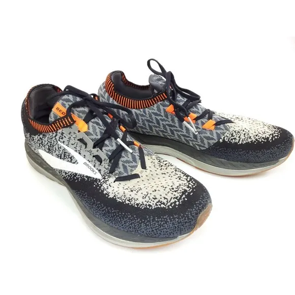 Brooks Bedlam Black Grey White Orange Running Shoes Men’s Size 11.5 1102831D005
