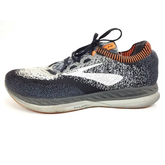 Brooks Bedlam Black Grey White Orange Running Shoes Men’s Size 11.5 1102831D005