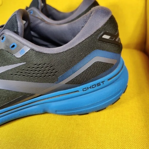 Brooks Ghost 15 Black Blue Athletic Running Sneakers Men's Shoes Size 14