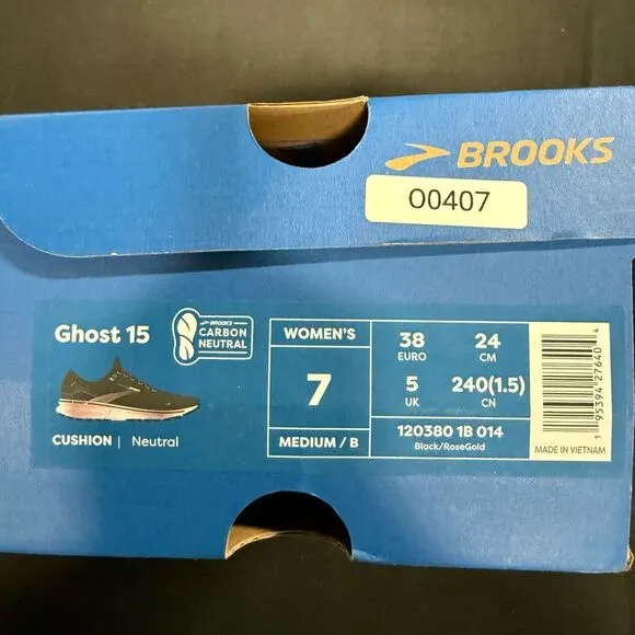 Brooks Ghost 15 Black Rose Gold Running Shoes Sneakers 7