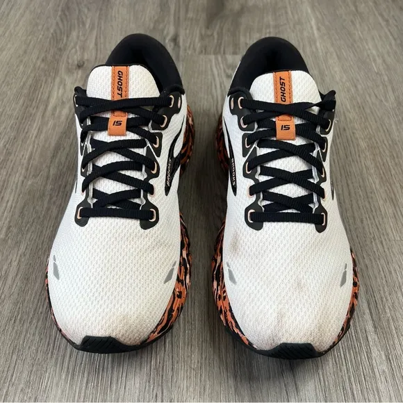 Brooks Ghost 15 White Tiger Print Sunburn Women’s Sz 9 Running Shoes 1203801B103