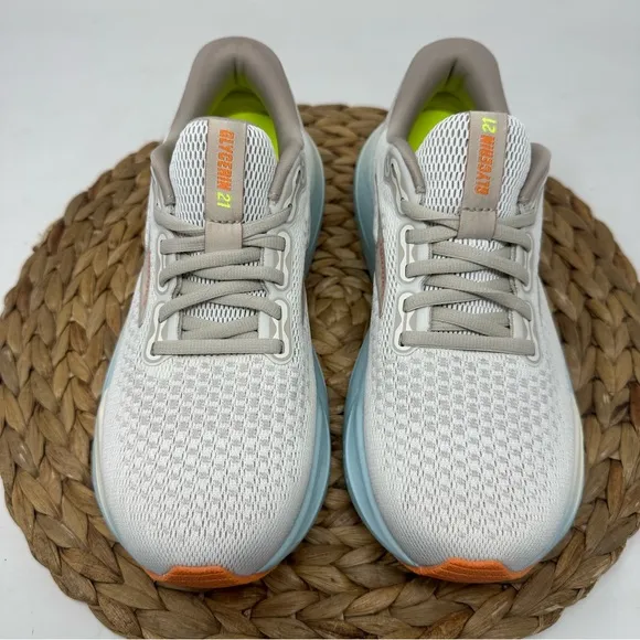 BROOKS Glycerin 21 Running Shoes Coconut Aqua Autumn Sunset Size 7.5 Women's