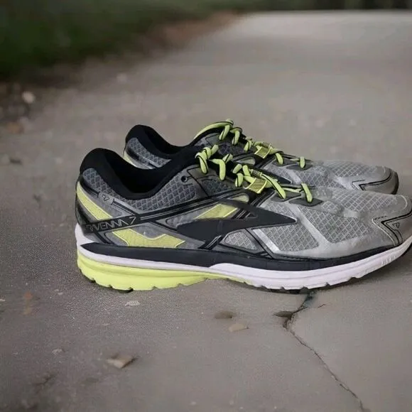 Brooks Ravenna 7 Mens Athletic Running Shoes Size 9 Black Neon Green Silver DNA