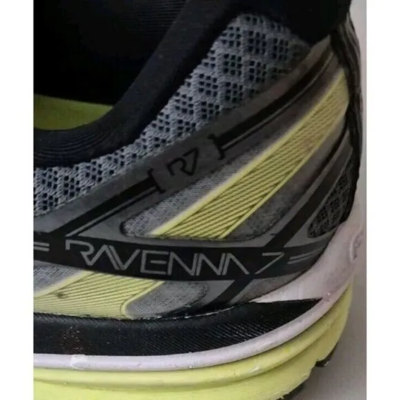 Brooks Ravenna 7 Mens Athletic Running Shoes Size 9 Black Neon Green Silver DNA
