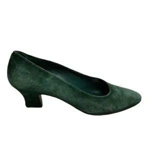 BROWNS Bravo Browns Green Suede Slip On Shoes Heels Pumps Made In Spain 6.5