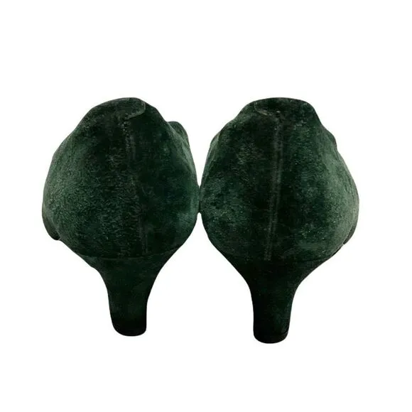 BROWNS Bravo Browns Green Suede Slip On Shoes Heels Pumps Made In Spain 6.5