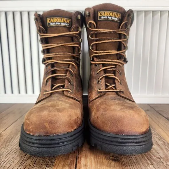 Carolina 8&quot; Waterproof Steel Toe Work Boots Men's 8 EE Wide Brown Leather CA3524