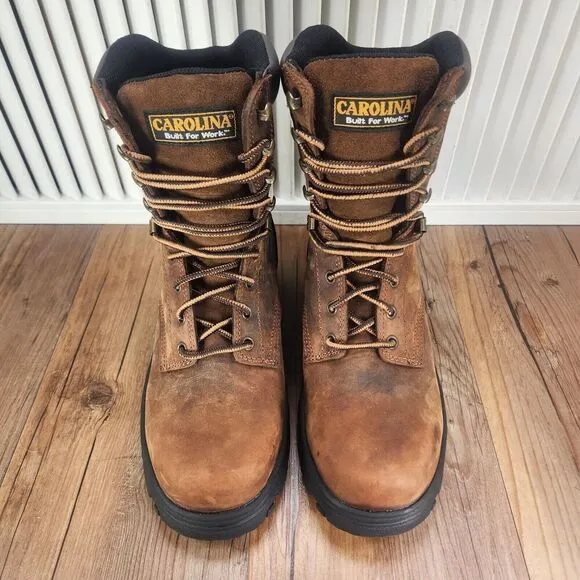 Carolina 8&quot; Waterproof Steel Toe Work Boots Men's 8 EE Wide Brown Leather CA3524