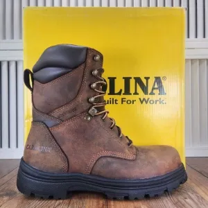 Carolina 8&quot; Waterproof Steel Toe Work Boots Men's 8 EE Wide Brown Leather CA3524