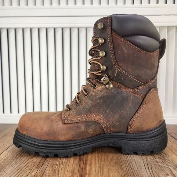 Carolina 8&quot; Waterproof Steel Toe Work Boots Men's 8 EE Wide Brown Leather CA3524