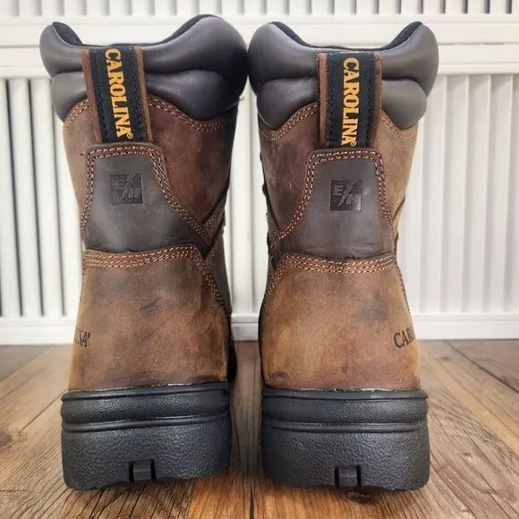 Carolina 8&quot; Waterproof Steel Toe Work Boots Men's 8 EE Wide Brown Leather CA3524