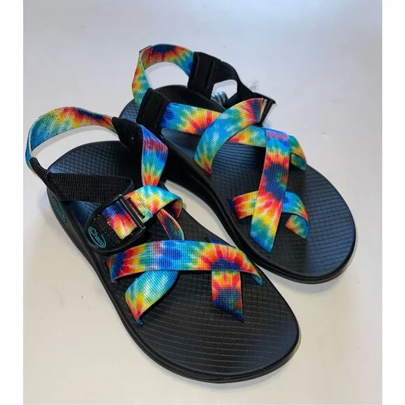 Chaco Womens Sandals Sz 6 Rainbow Tie Dye Strappy Flat Hiking Waterproof USA