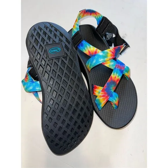 Chaco Womens Sandals Sz 6 Rainbow Tie Dye Strappy Flat Hiking Waterproof USA