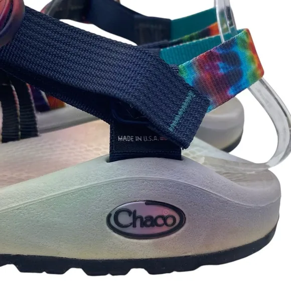 Chaco Womens Sandals Sz 7 Rainbow Tie Dye Strappy Flat Hiking Waterproof USA