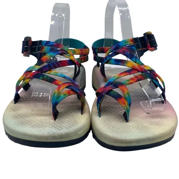 Chaco Womens Sandals Sz 7 Rainbow Tie Dye Strappy Flat Hiking Waterproof USA